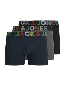 JACK & JONES Boxerky 'JWHEthan'  námornícka modrá / sivá melírovaná / čierna