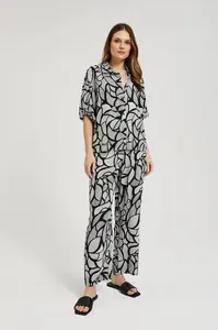 Marisse Women's Trousers L-Sp-4332 Black_White