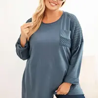 Kesi Włoski Dámská blůza Plus Size bavlněná s potiskem džínová modrá
