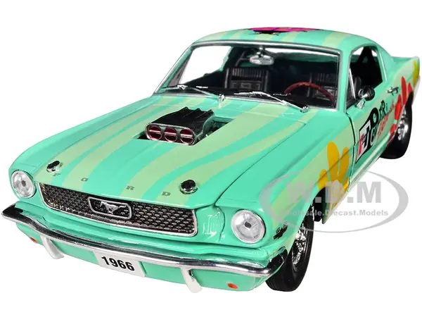 1966 Ford Mustang Fastback 22 Seafoam Green and Light Green Striped with Flower Graphics "Hurst Power Flowers" Limited Edition to 6550 pieces Worldwi