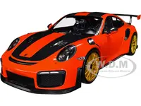 2018 Porsche 911 GT2RS (991.2) Weissach Package Orange with Carbon Stripes and Golden Magnesium Wheels Limited Edition to 300 pieces Worldwide 1/18 D