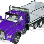 Kenworth T880 Day Cab with Rogue Transfer Dump Body Truck Purple and Chrome 1/64 Diecast Model by DCP/First Gear