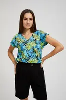 Women's T-shirt with tropical pattern MOODO - blue