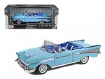 1957 Chevrolet Bel Air Convertible Light Blue with Blue Interior 1/18 Diecast Model Car by Motormax