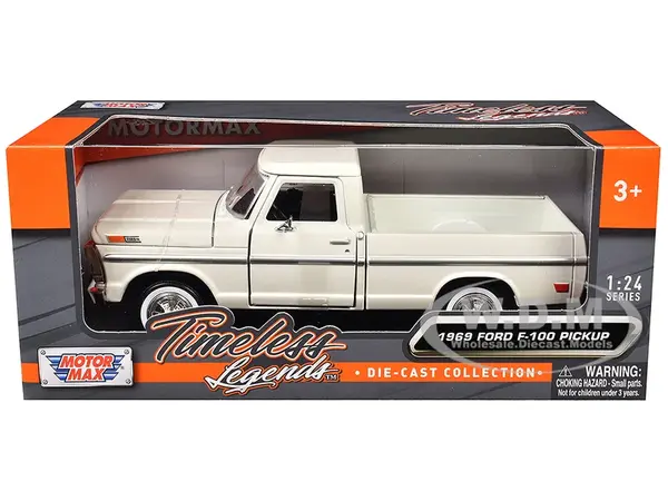 1969 Ford F-100 Pickup Truck Cream "Timeless Legends" Series 1/24 Diecast Model Car by Motormax