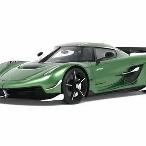 Koenigsegg Jesko Green Metallic with Black Stripes 1/18 Model Car by GT Spirit