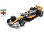 McLaren MCL60 4 Lando Norris "Chrome" 2nd Place Formula One F1 "British GP" (2023) and Acrylic Display Case and Pit Board 1/18 Model Car by Spark