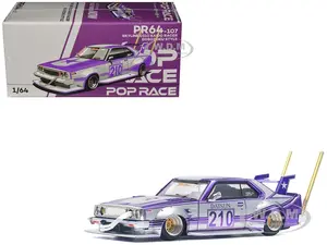 Skyline C210 Kaido Racer "Bosozoku Style" RHD (Right Hand Drive) 210 Purple and Silver 1/64 Diecast Model Car by Pop Race