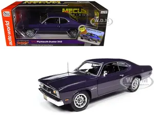 1970 Plymouth Duster 340 Violet Metallic with Black Stripes "Mecum Auctions" "American Muscle" Series 1/18 Diecast Model Car by Auto World