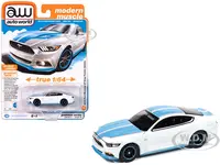 2016 Ford Mustang GT King Premier Edition "Pettys Garage" Oxford White with Petty Blue Stripes "Modern Muscle" Series 1/64 Diecast Model Car by Auto