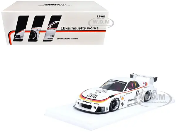 Mazda RX7 (FD3S) LB-Super Silhouette RHD (Right Hand Drive) 41 White with Stripes and Graphics 1/18 Model Car by Inno Models