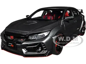 2021 Honda Civic Type R (FK8) RHD (Right Hand Drive) Polished Metal Gray Metallic 1/18 Model Car by Autoart