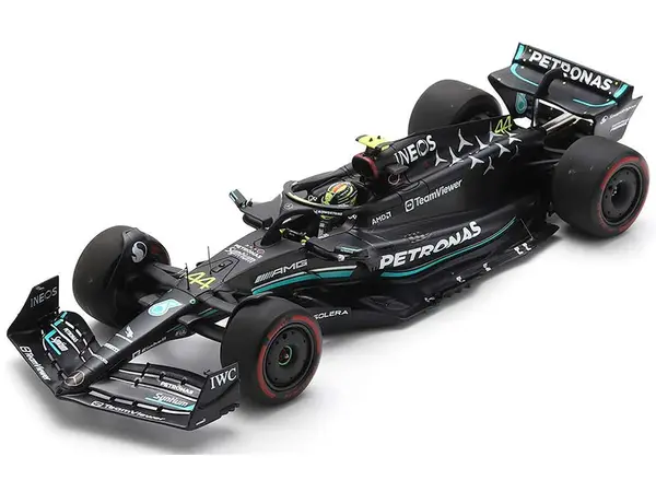 Mercedes-AMG F1 W14 E Performance 44 Lewis Hamilton "Petronas" 2nd Place Formula One F1 "Spanish GP" (2023) with Acrylic Display Case 1/18 Model Car