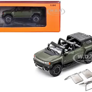 2023 GMC Hummer EV SUV Green Metallic with Black Top 1/64 Diecast Model Car by GCD
