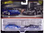 1994 Nissan Primera RHD (Right Hand Drive) 68 Blue and Nissan R390 GT1 23 Matt Black "Car Culture" Set of 2 Cars Diecast Model Cars by Hot Wheels