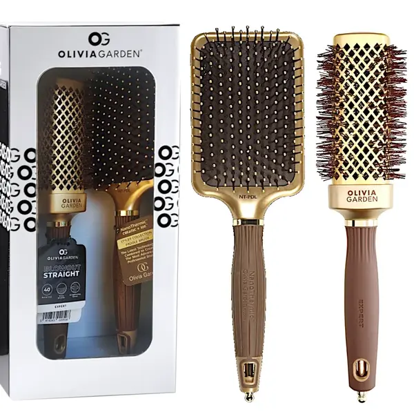 Dárková sada kartáčů na vlasy Olivia Garden Brown and Gold Set (BG-KIT) + dárek zdarma