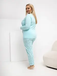 Dámské plus size pyžamo v mátové barvě