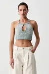 Levi's top dámský džínový ROAD WORN HALTER x PRIDE