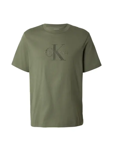 Calvin Klein Jeans Tričko 'CK Monogram Logo'  olivová