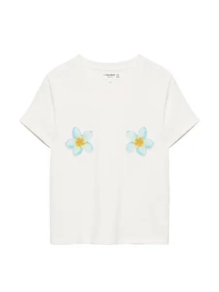 Pull&Bear Tričko  svetlomodrá / tmavožltá / šedobiela