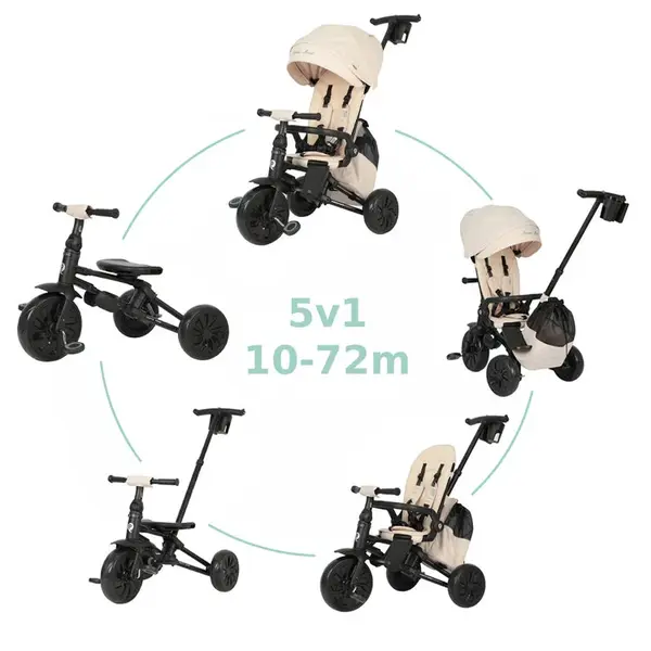 QPLAY Tříkolka Nova Max 5v1 Beige, 10-72 měsíců