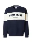 GUESS JEANS Mikina 'Horizont'  námornícka modrá / biela