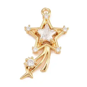 Brass Micro Pave Clear Cubic Zirconia Pendants