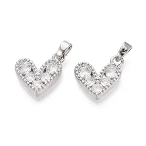 Brass Micro Pave Cubic Zirconia Pendants
