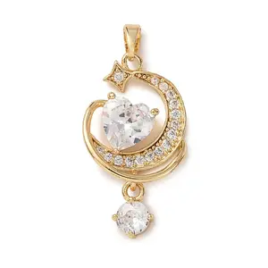 Brass Micro Pave Cubic Zirconia Pendants