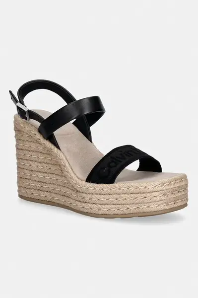 Calvin Klein sandály na klínku WEDGE ESPAD 70 WEBBING LTH