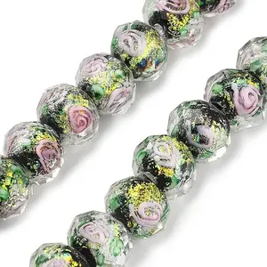 Handmade Foil Lampwork Beads Strands