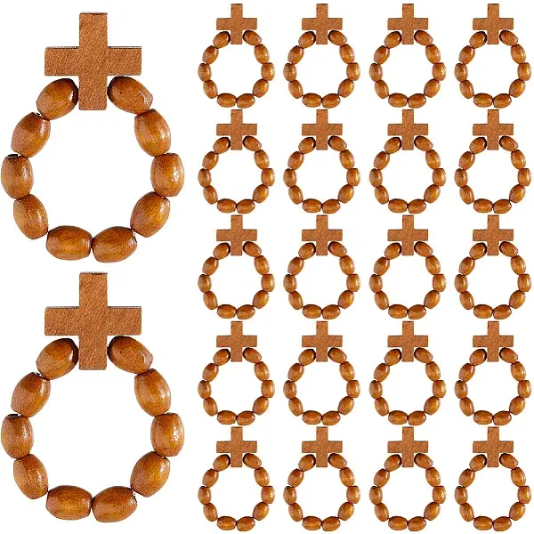 30Pcs Wooden Stretch Finger Rings