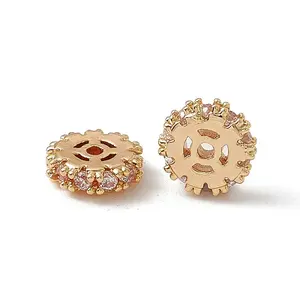 Brass Pave Clear Cubic Zirconia Spacer Beads