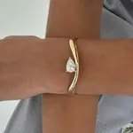 Adjustable Brass Pave Cubic Zirconia Cuff Bangles for Women