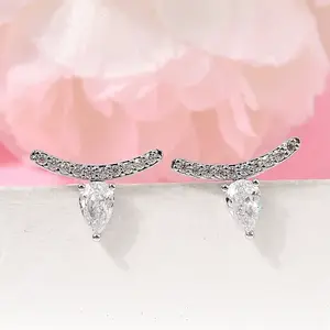 Brass Micro Pave Cubic Zirconia Stud Earrings