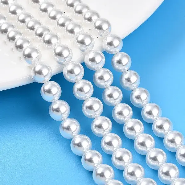 Baking Paint Pearlized Glass Pearl Bead Strands