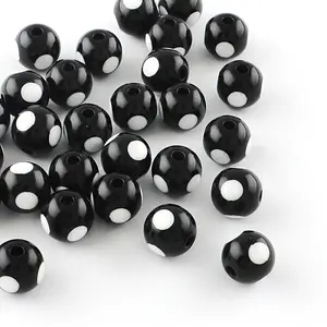 Dot Pattern Opaque Acrylic Beads