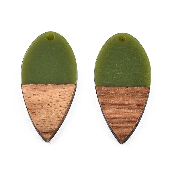 Opaque Resin & Walnut Wood Pendants