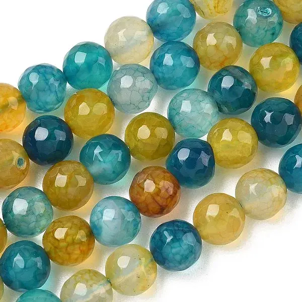 Dyed Natural Agate Faceted Round Beads Strands