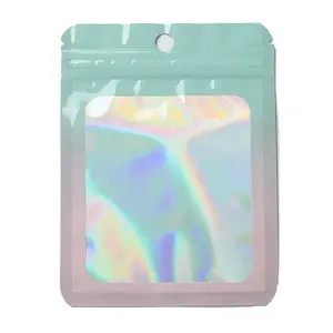 Rectangle Glitter Holographic PVC Resealable Packaging Bags