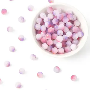 200G Frosted Baking Paint Crackle Glass Beads with Glitter Powder