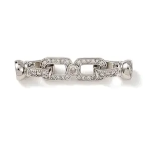 Brass Micro Pave Clear Cubic Zirconia Fold Over Clasps