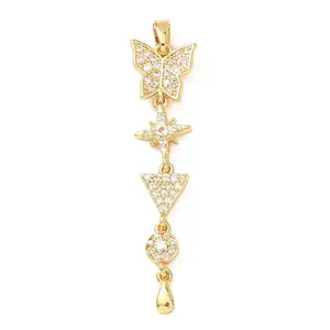 Tassel Brass Micro Pave Clear Cubic Zirconia Pendants
