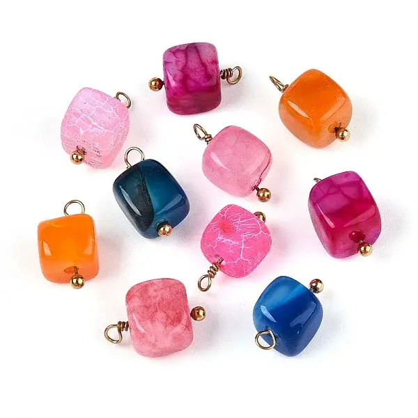 Natural Dyed Agate Cube Charms