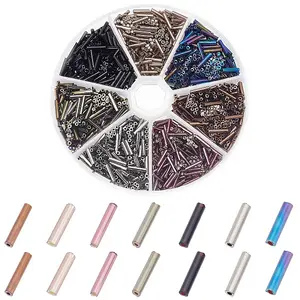 1260Pcs 7 Style Glass Round Bugle Beads