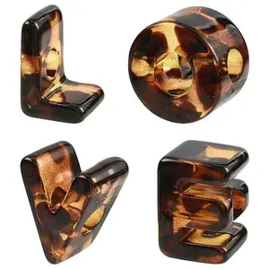 8Pcs 4 Styles Leopard Print Acrylic European Beads
