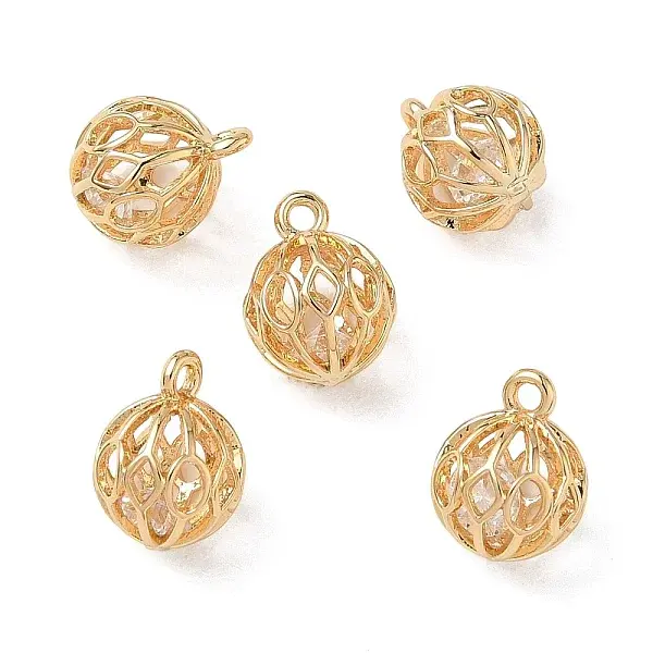Brass Micro Pave Clear Cubic Zirconia Pendants