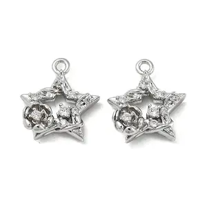 Brass Micro Pave Clear Cubic Zirconia Charms