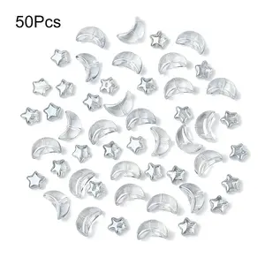50Pcs 2 Styles Electroplate Glass Beads