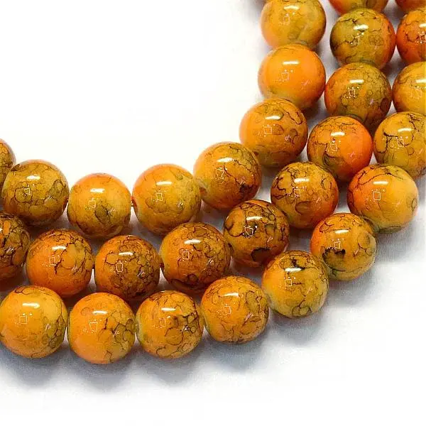 Baking Paint Glass Round Bead Strands